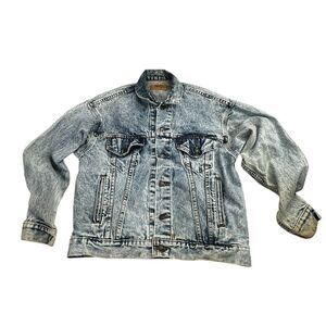 Vintage‎ Levis Denim Jacket Acid Wash Distressed Trucker Style Blue Sz Medium
